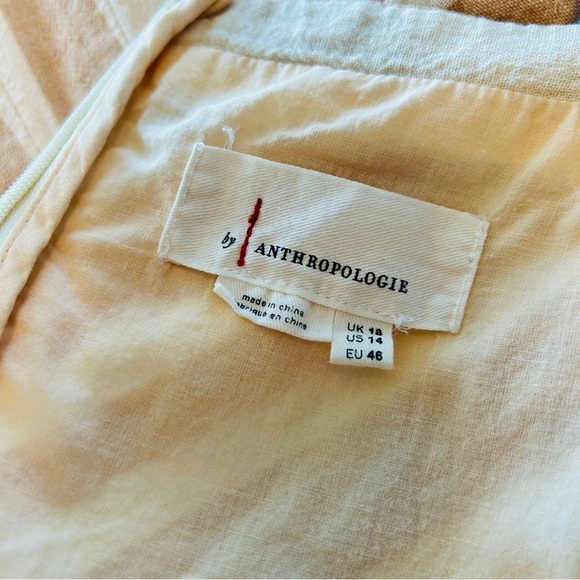 Anthropologie Savannah Jumpsuit Stripe Linen Tan White Neutral Wide Crop Leg 14 - Picture 14 of 16